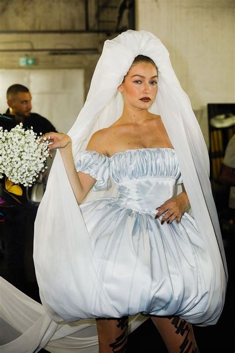 gigi hadid bubble wedding dress.